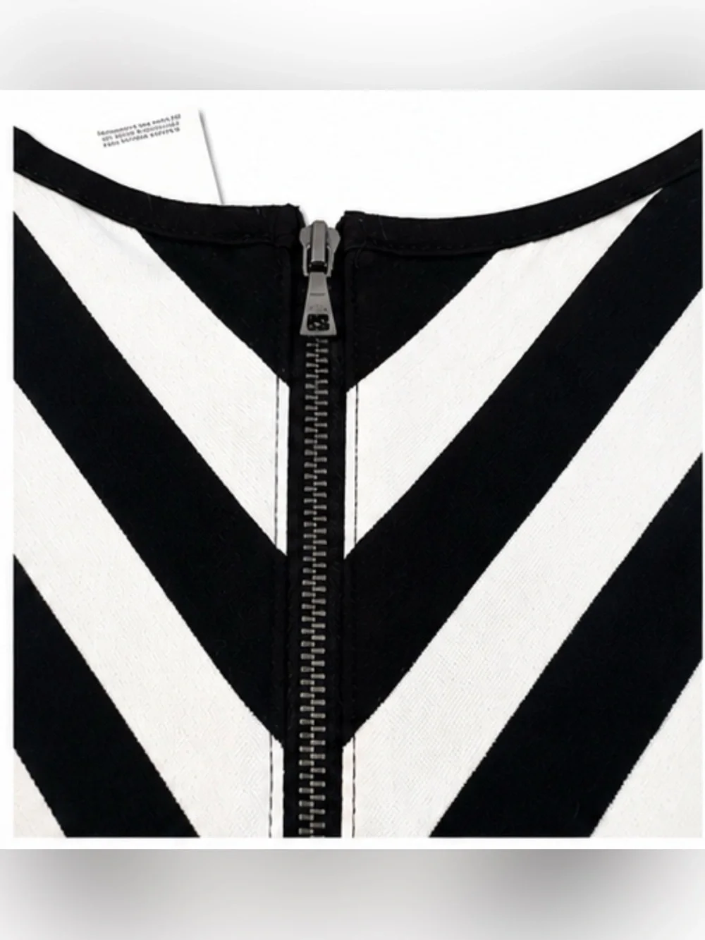 LOFT Black & White Striped Chevron Bodice A-Line Dress